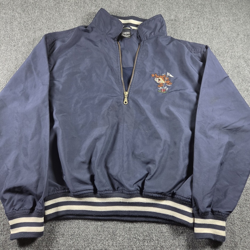 Taz Golfing Mens Quarter Zip Small Windbreaker Blue Vintage Y2K Warner Bros.